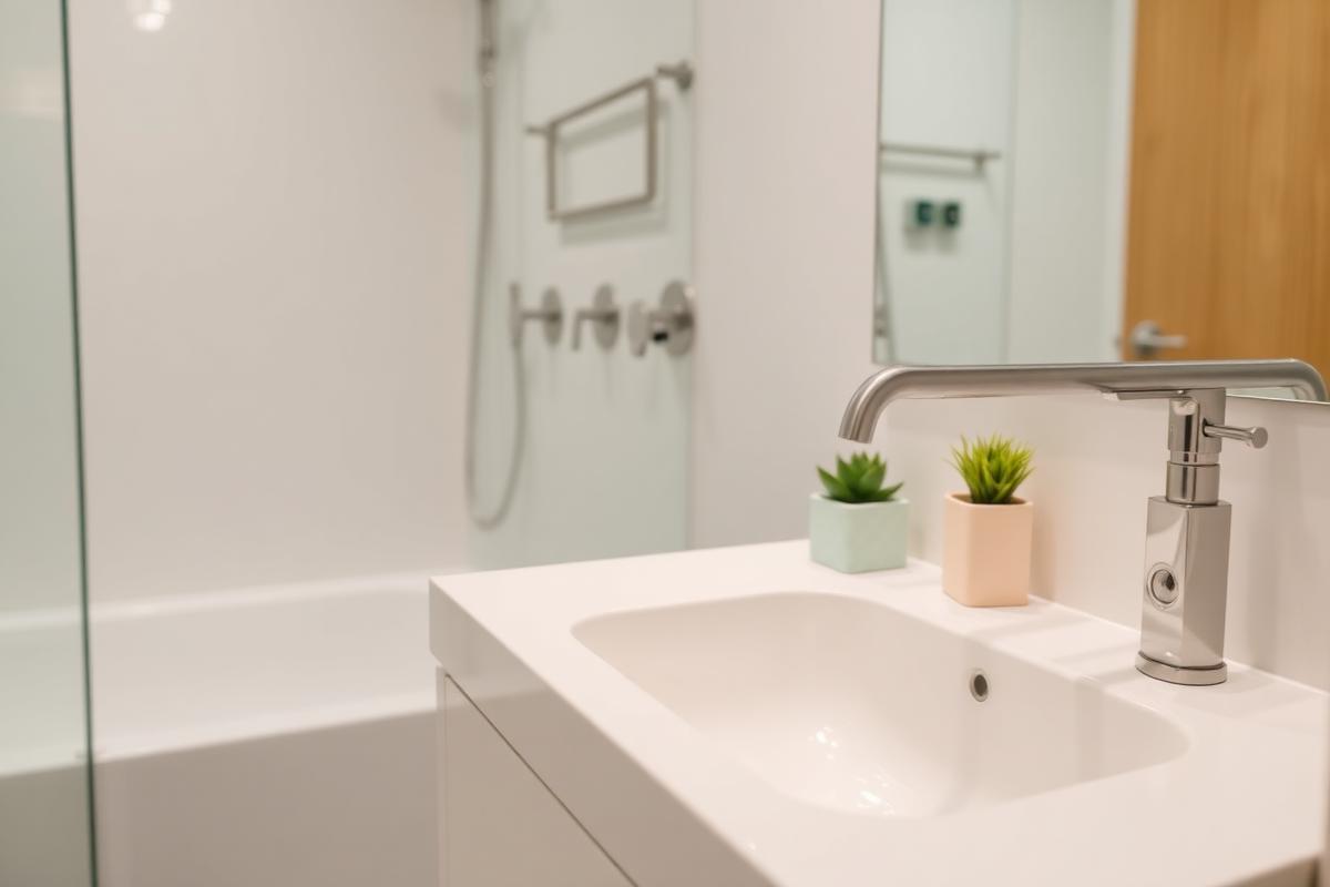 Newly installed bathroom plumbing fixtures